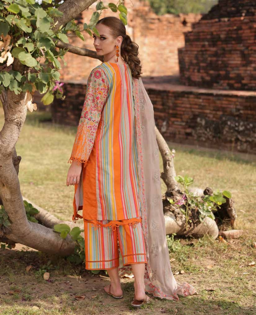 Charizma Lawn Three piece with Embroidered Dopatta