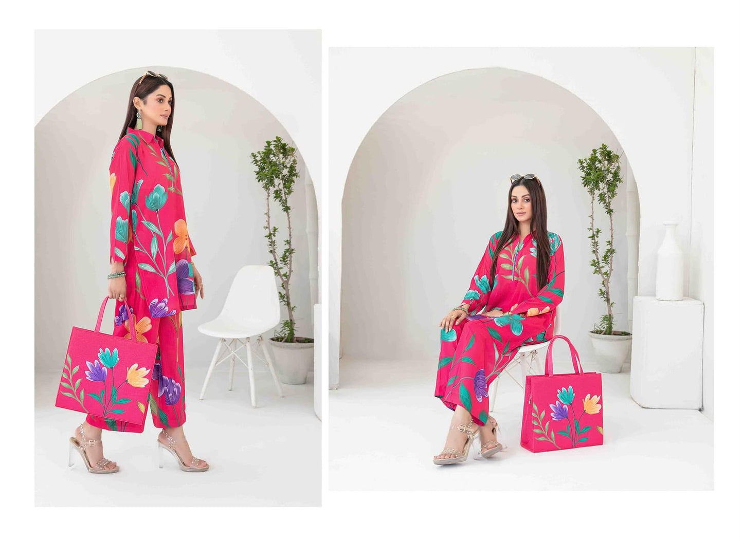 Pink Bloom Printed Lawn Dress