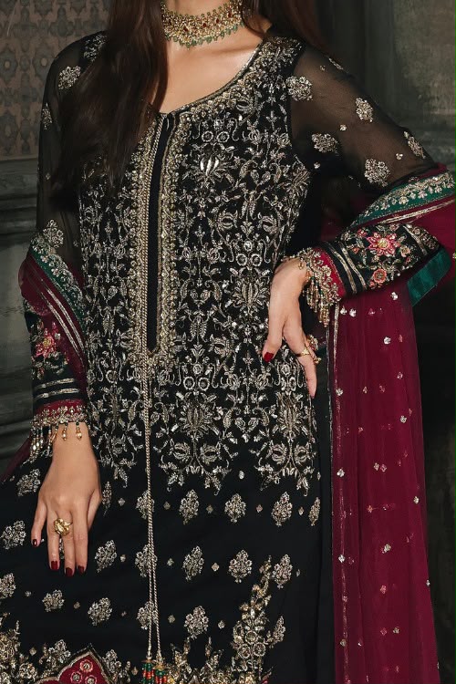 Luxury Chiffon Suit with Adda Work & Net Dupatta