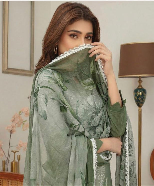 Embroidered Lawn Suit with Chiffon Dupatta