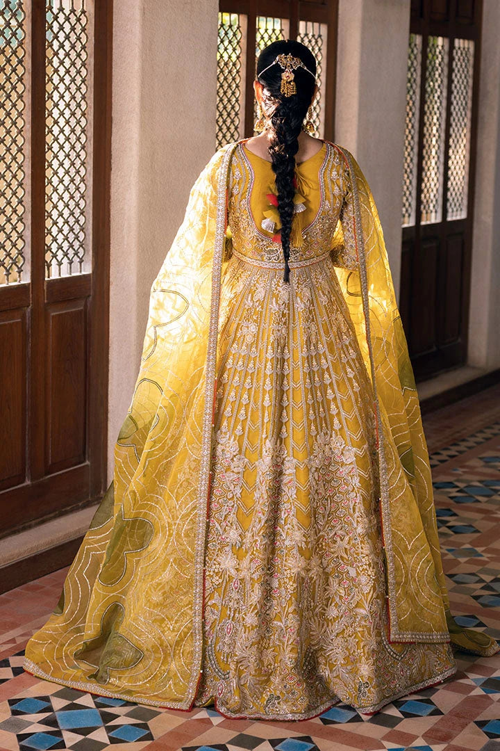 Pakistani Bridal Pishwas Dress with Silk Lehenga & Organza Dupatta – Mehndi Wedding Wear