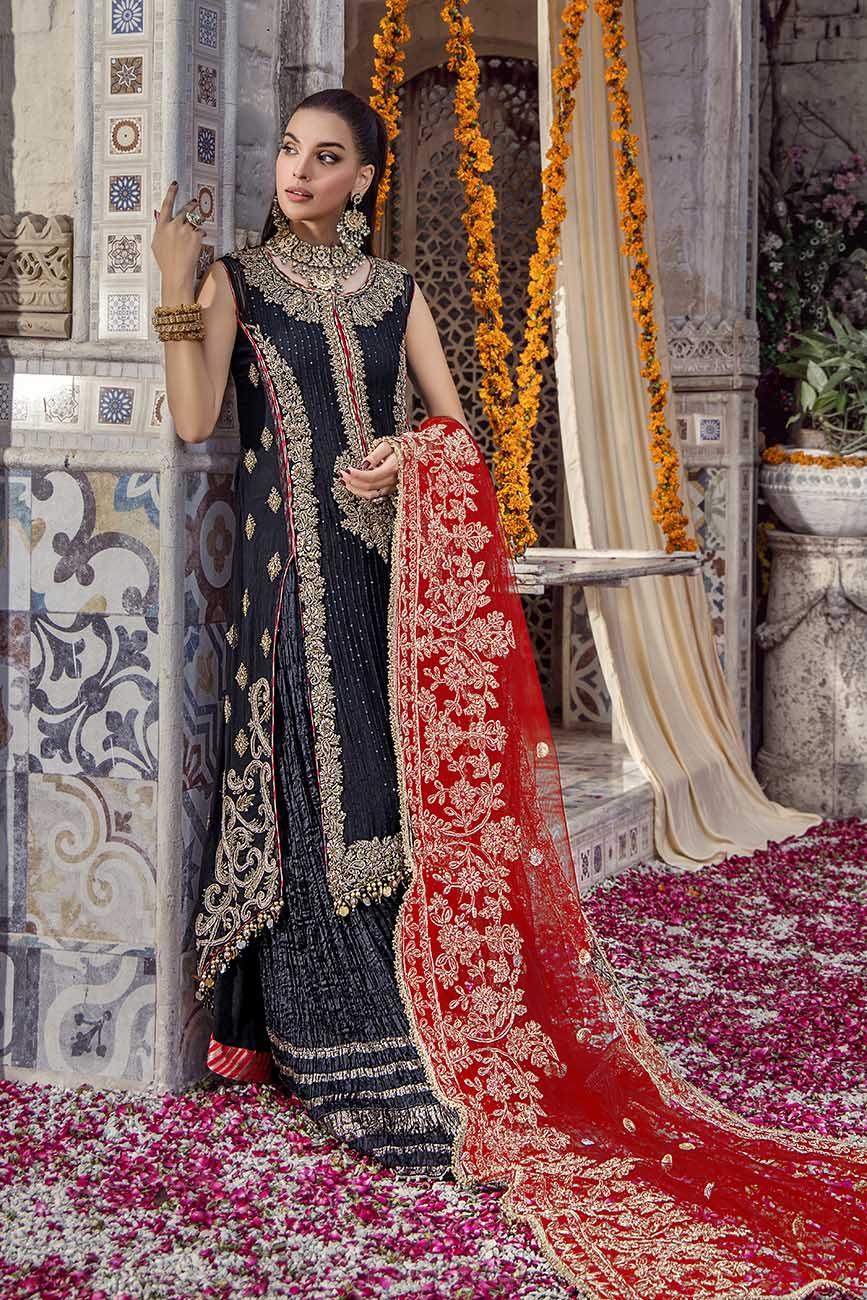 Pure Crinkle Chiffon Shirt with Crushed Silk Sharara & Net Dupatta
