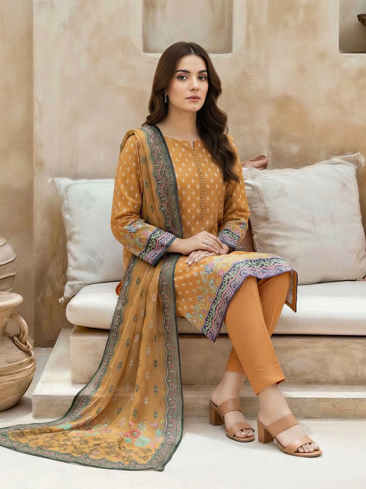 3 Piece Lawn Suit- Printed (Stitched)