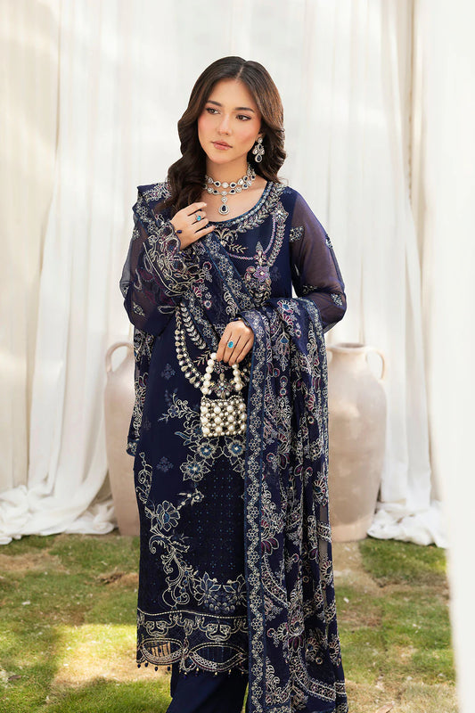 Embroidered Chiffon Suit with Sequins & Hand Embellished Organza ( EC109 )