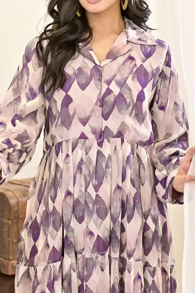 Rafia Luxury Printed Chiffon Shirt – Exclusive Summer Collection | Shirt Only