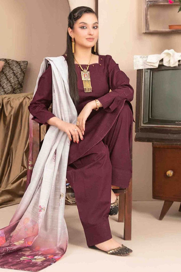 Tawakkal Fabric Printed Lawn Farshi shalwar -Stitched