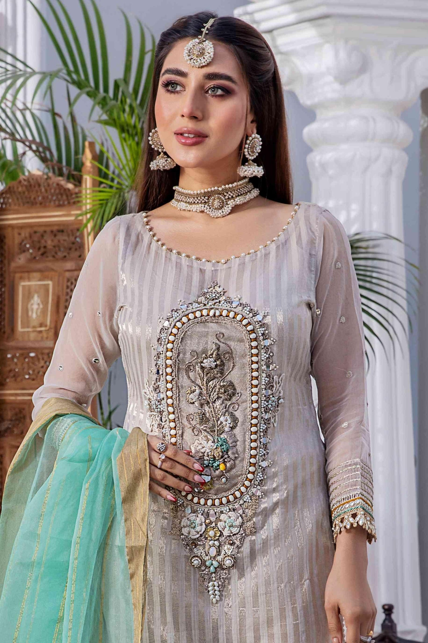 Latest Style 3 Piece Party Wear Hand Work