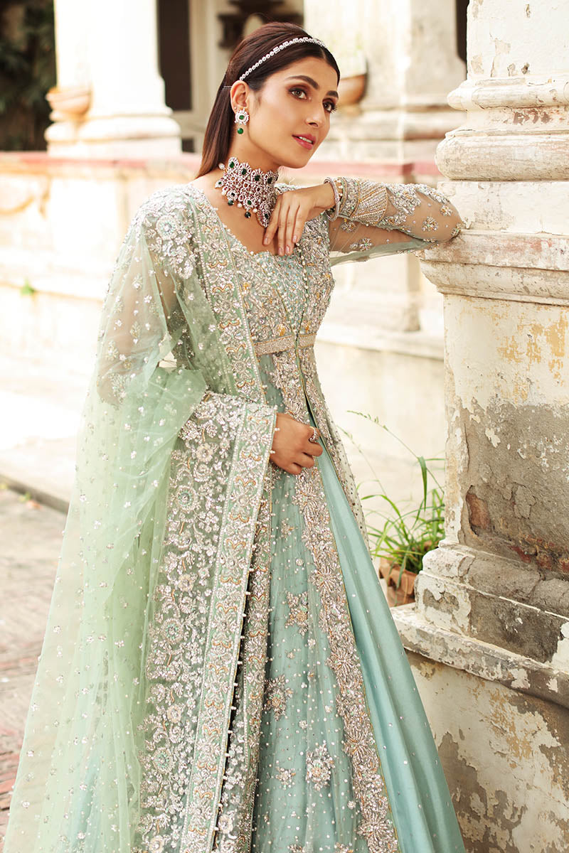 Aqua Net Bridal Gown with Raw Silk Lehenga