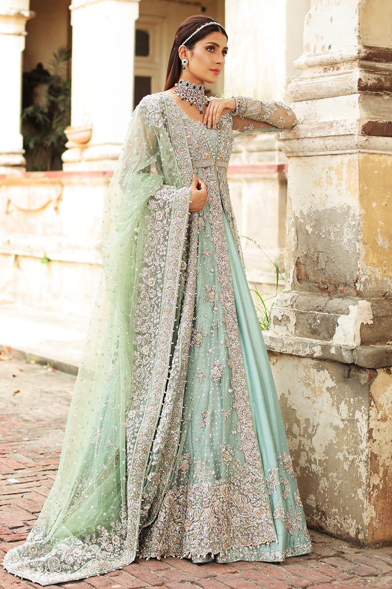 Aqua Net Bridal Gown with Raw Silk Lehenga