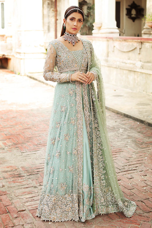 Aqua Net Bridal Gown with Raw Silk Lehenga