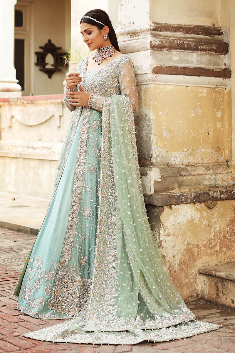 Aqua Net Bridal Gown with Raw Silk Lehenga
