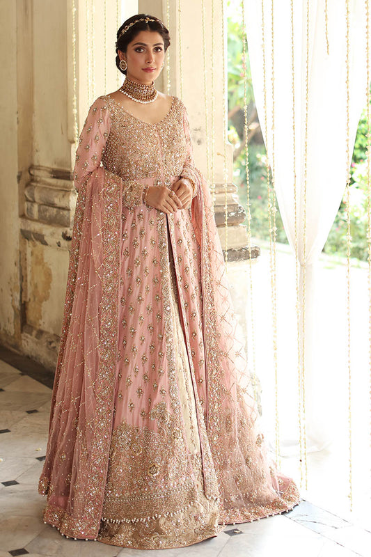 Salmon Pink Raw Silk Bridal Gown – Luxury Embellished Wedding Dress