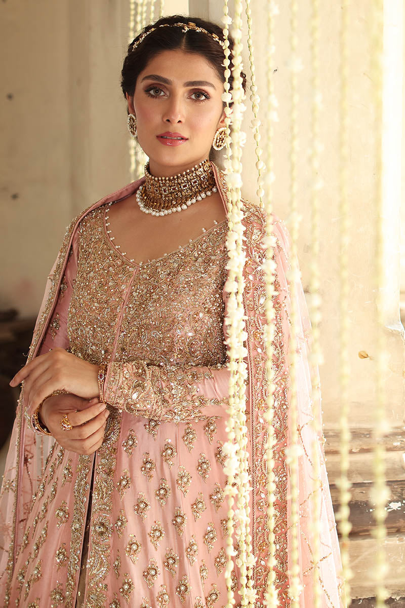Salmon Pink Raw Silk Bridal Gown – Luxury Embellished Wedding Dress