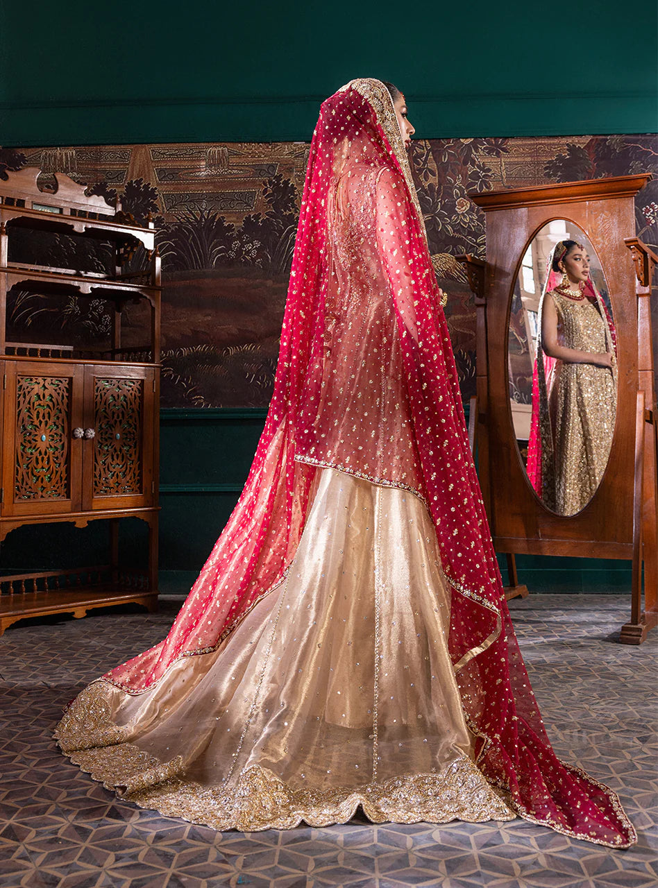 Luxury Zardozi Wedding Dress with Organza Dupatta