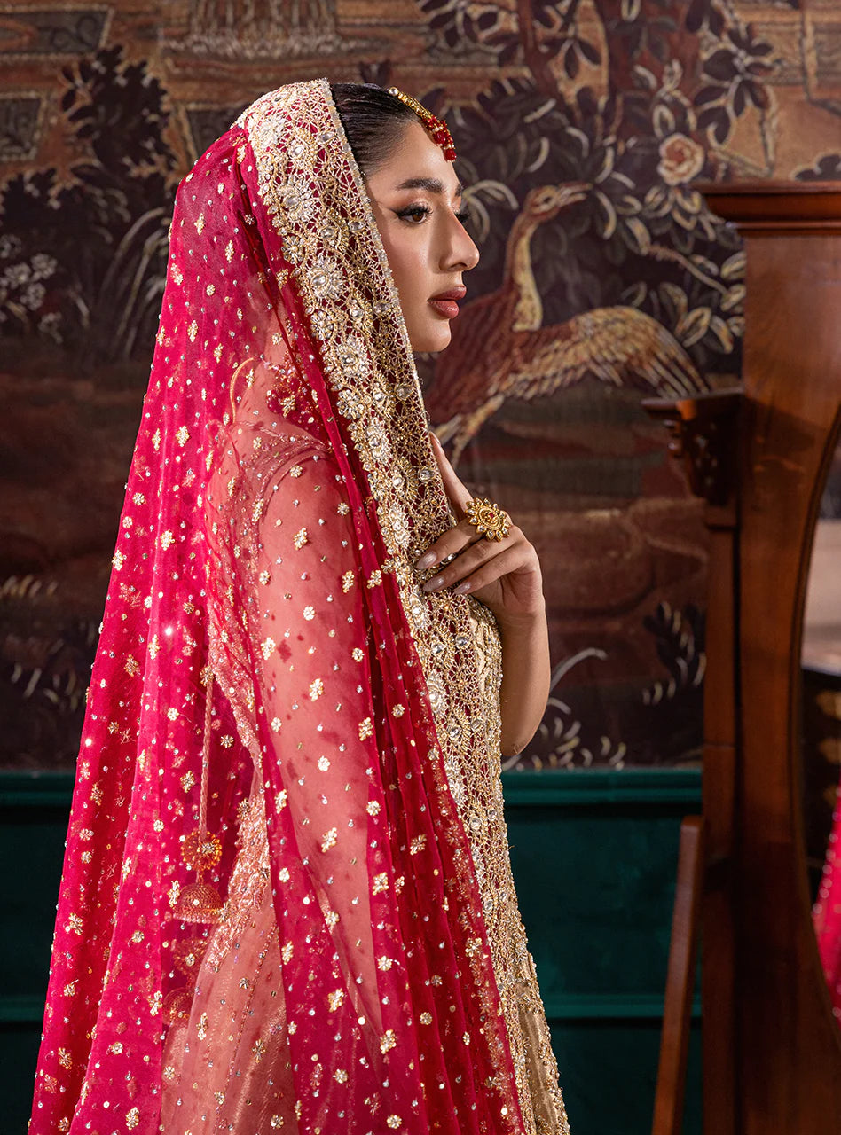Luxury Zardozi Wedding Dress with Organza Dupatta