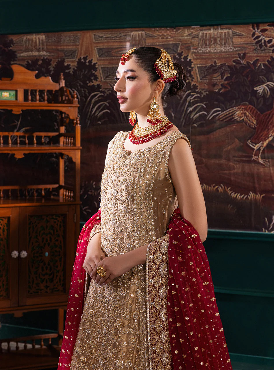Luxury Zardozi Wedding Dress with Organza Dupatta