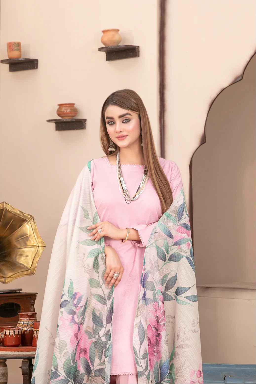 Tawakkal Fabric Printed Lawn Farshi shalwar -Stitched