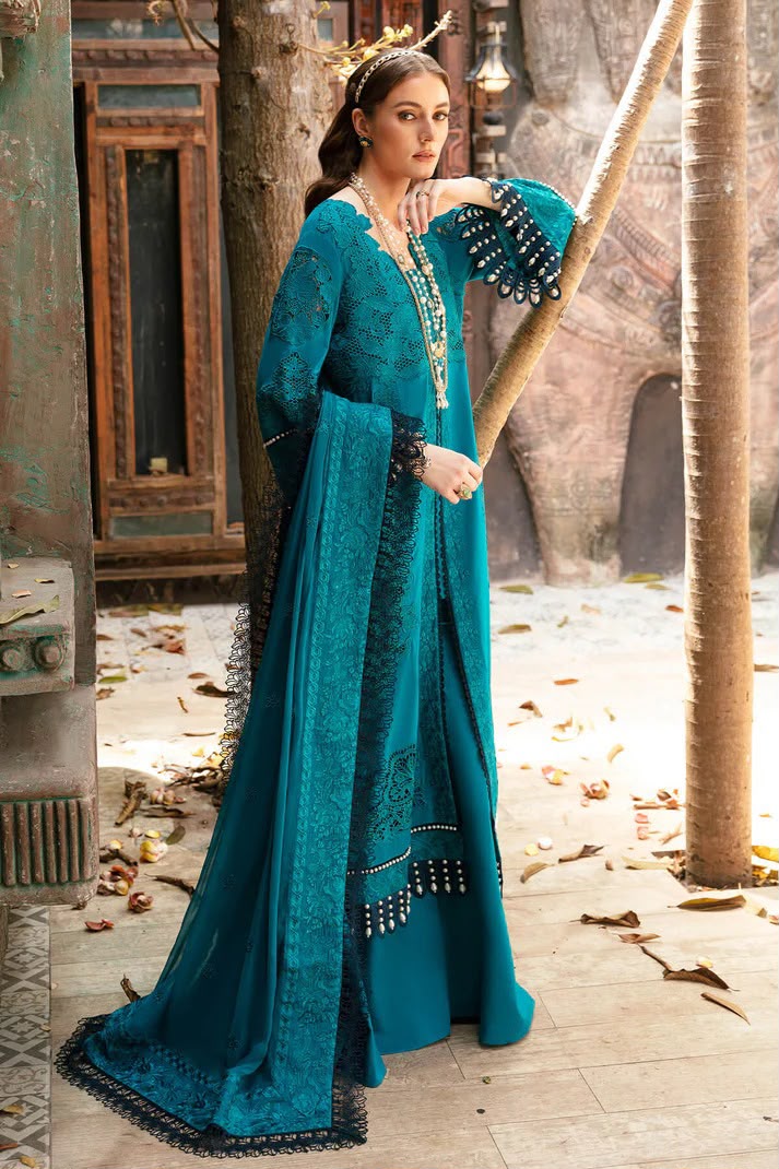 Imrozia Fancy Embroidered Lawn 3 Piece Suit – Blue