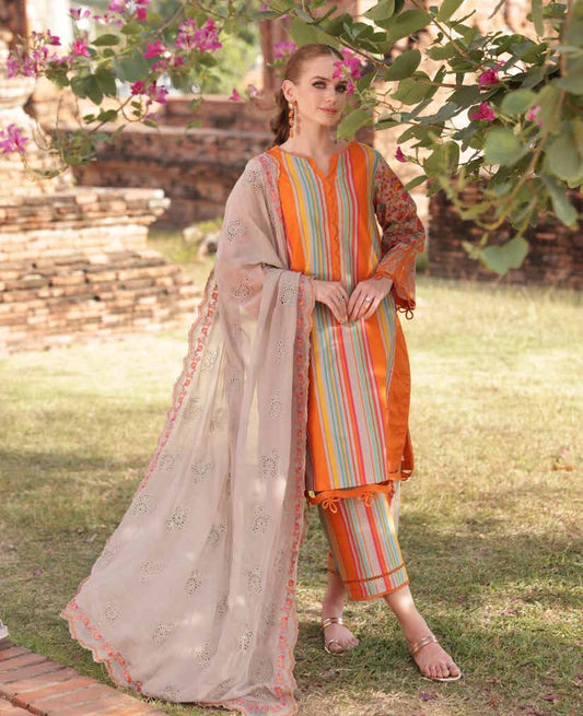 Charizma Lawn Three piece with Embroidered Dopatta