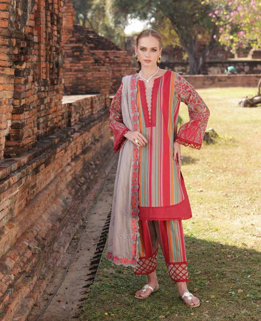 Charizma Lawn Three piece with Embroidered Dopatta (Style 5) - Pakistani Lawn Suit by Eastern Clozet