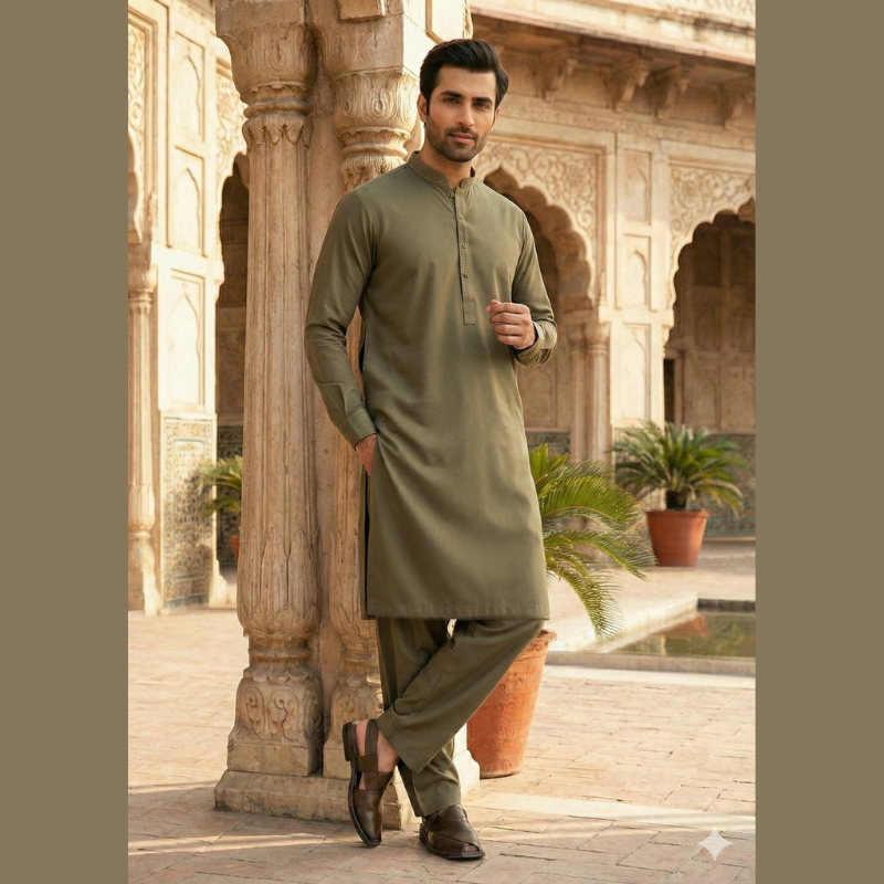 Men’s Wash & Wear Shalwar Kameez – Stitched | Ready to Wear