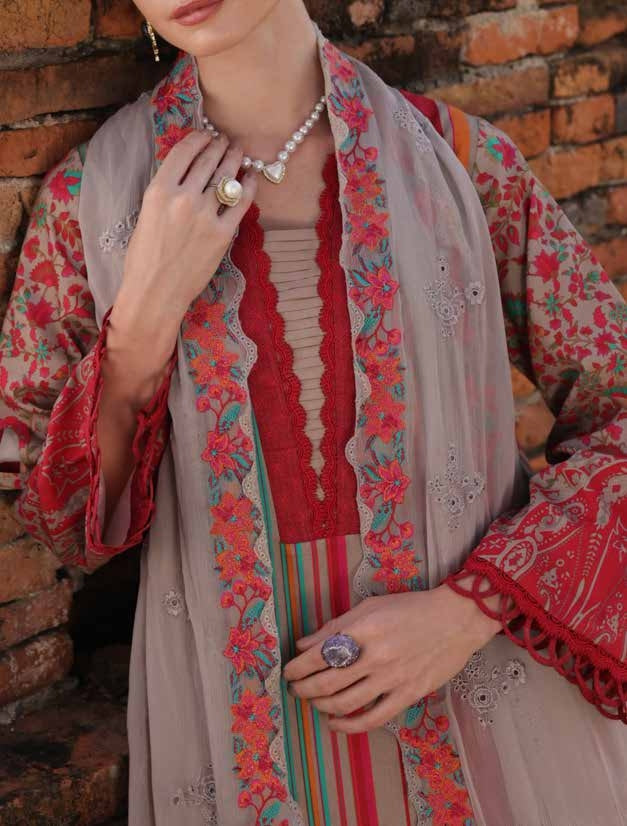 Charizma Lawn Three piece with Embroidered Dopatta