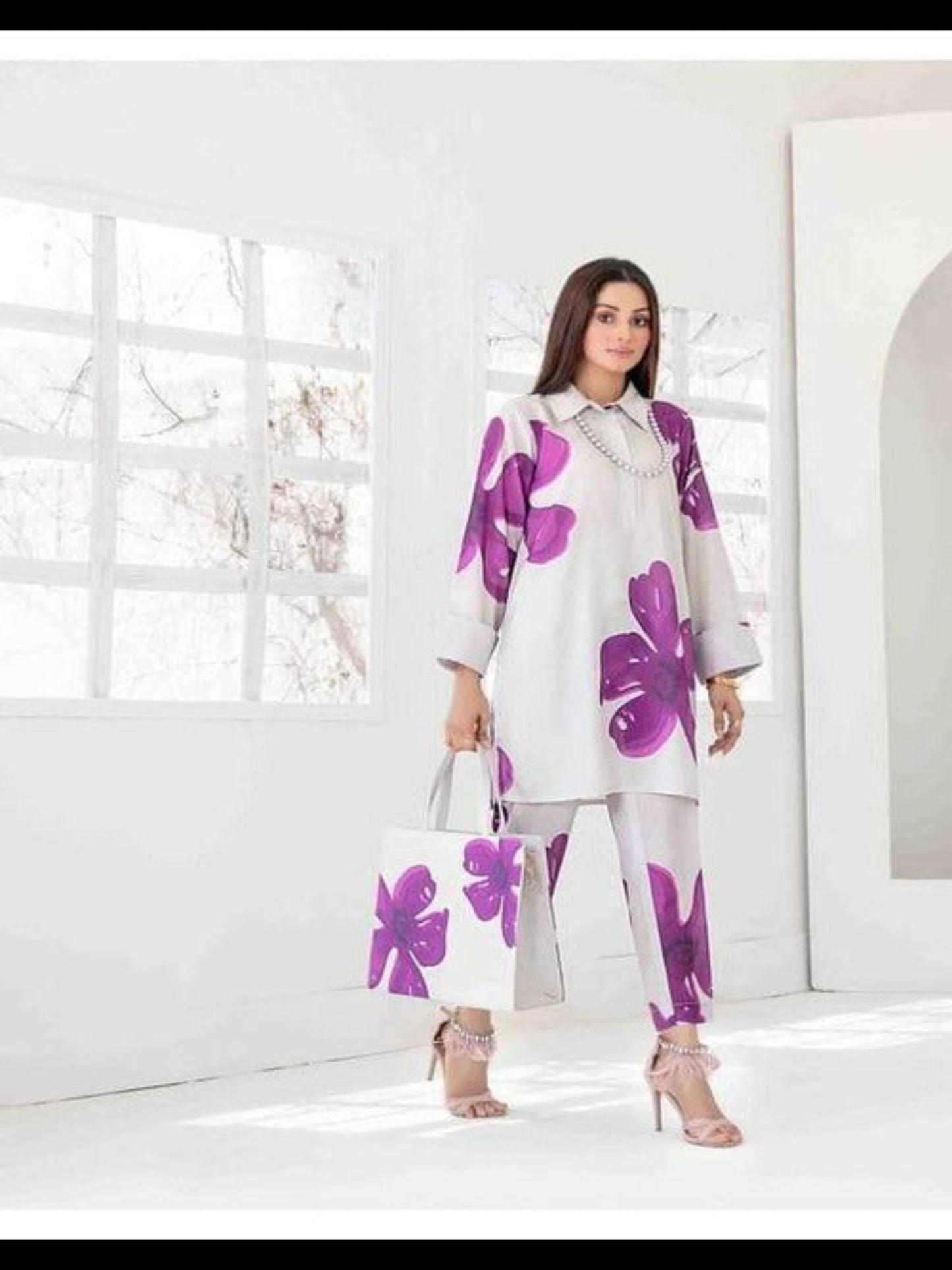 Purple Bloom Printed Lawn Dress