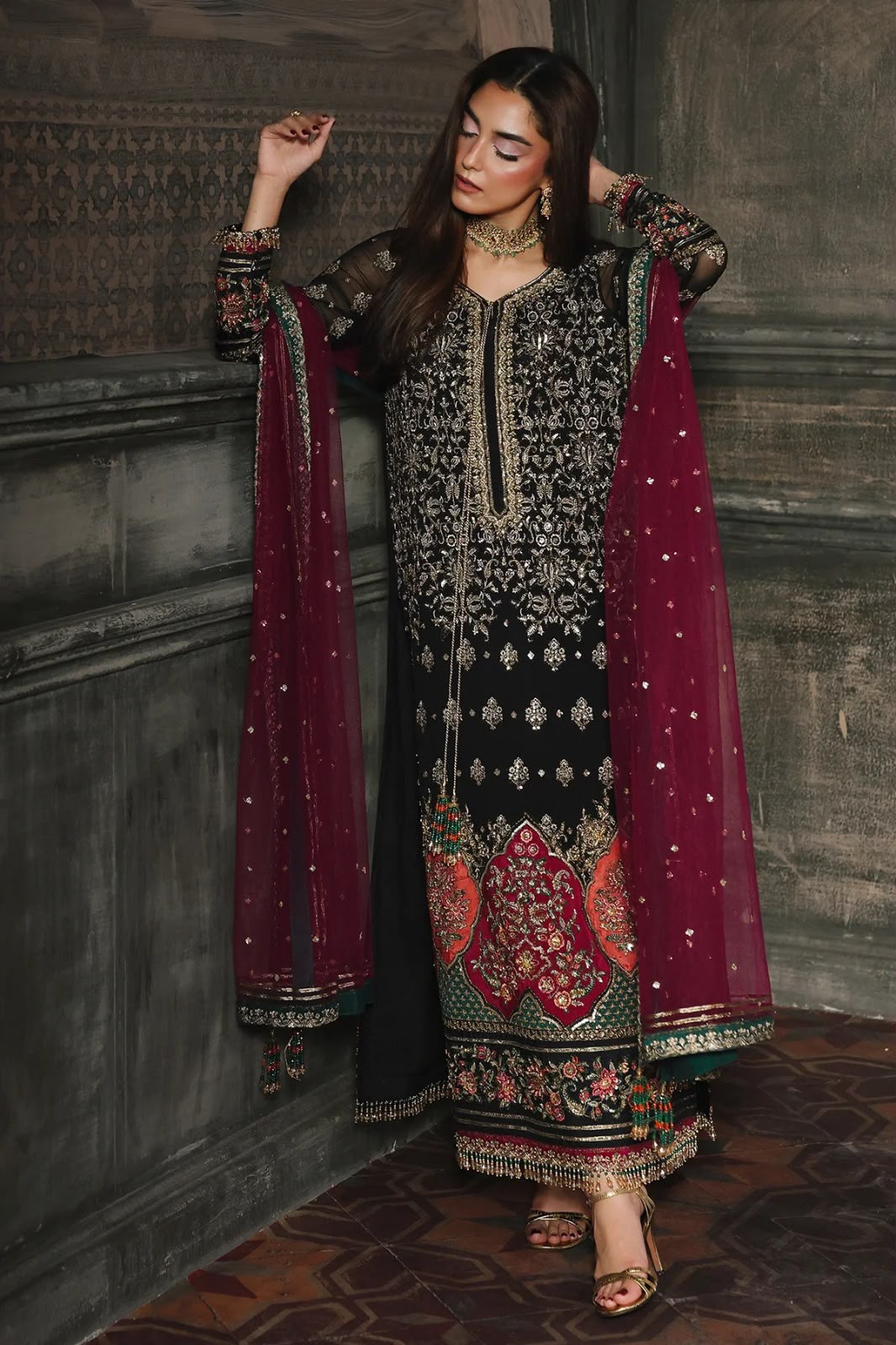 Luxury Chiffon Suit with Adda Work & Net Dupatta
