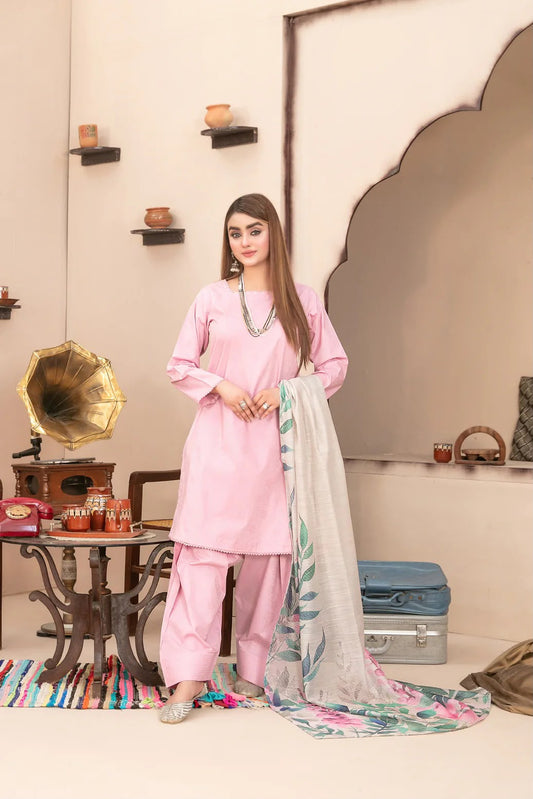 Tawakkal Fabric Printed Lawn Farshi shalwar -Stitched