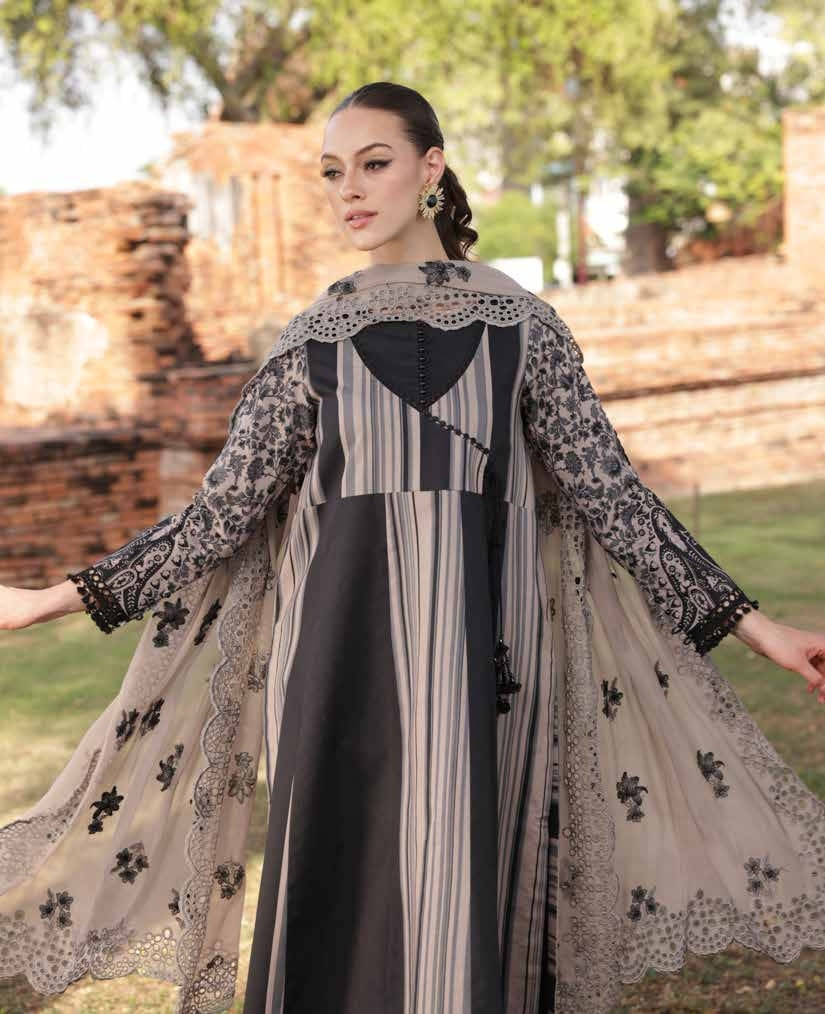 Charizma Lawn Three piece with Embroidered Dopatta