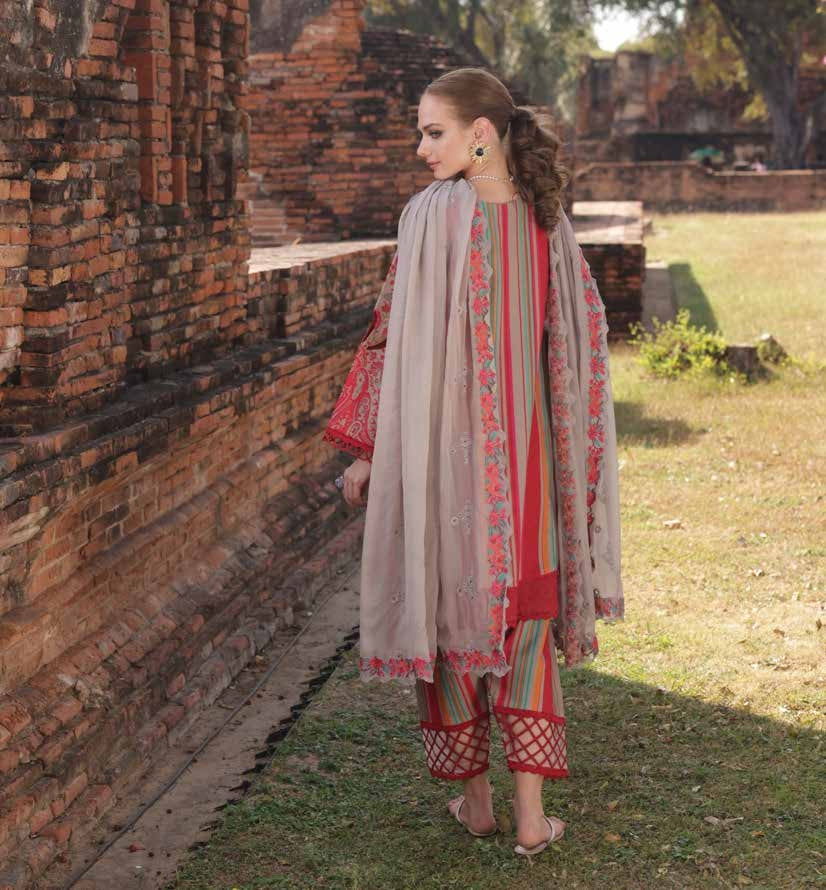 Charizma Lawn Three piece with Embroidered Dopatta
