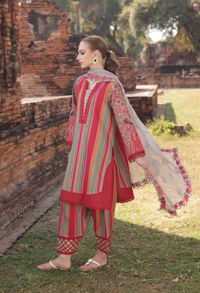 Charizma Lawn Three piece with Embroidered Dopatta