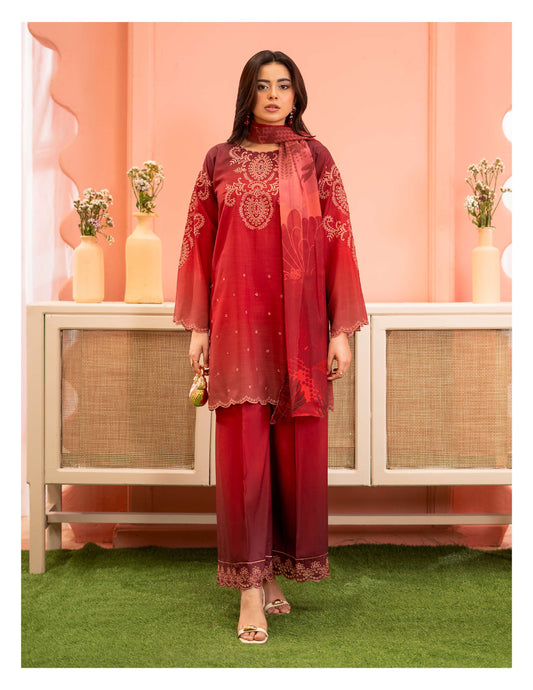 Embroidered Chiffon 3-Piece Suit – Elegant Festive Wear