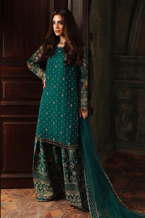 Luxury Chiffon Suit with Adda Work & Net Dupatta (Style 2) - Pakistani Designer Outfit by Eastern Clozet