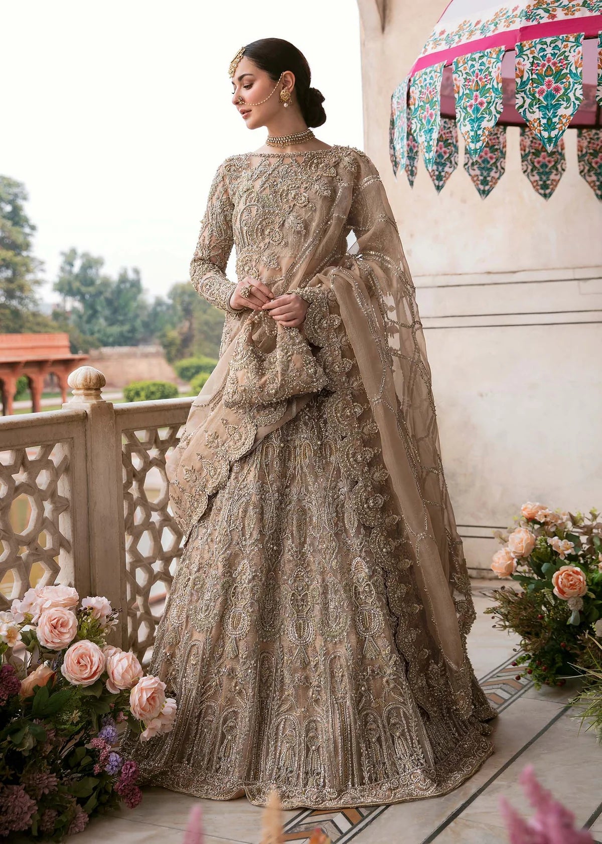 Zaina Peach Bridal Lehenga – Luxury Embellished Wedding Dress