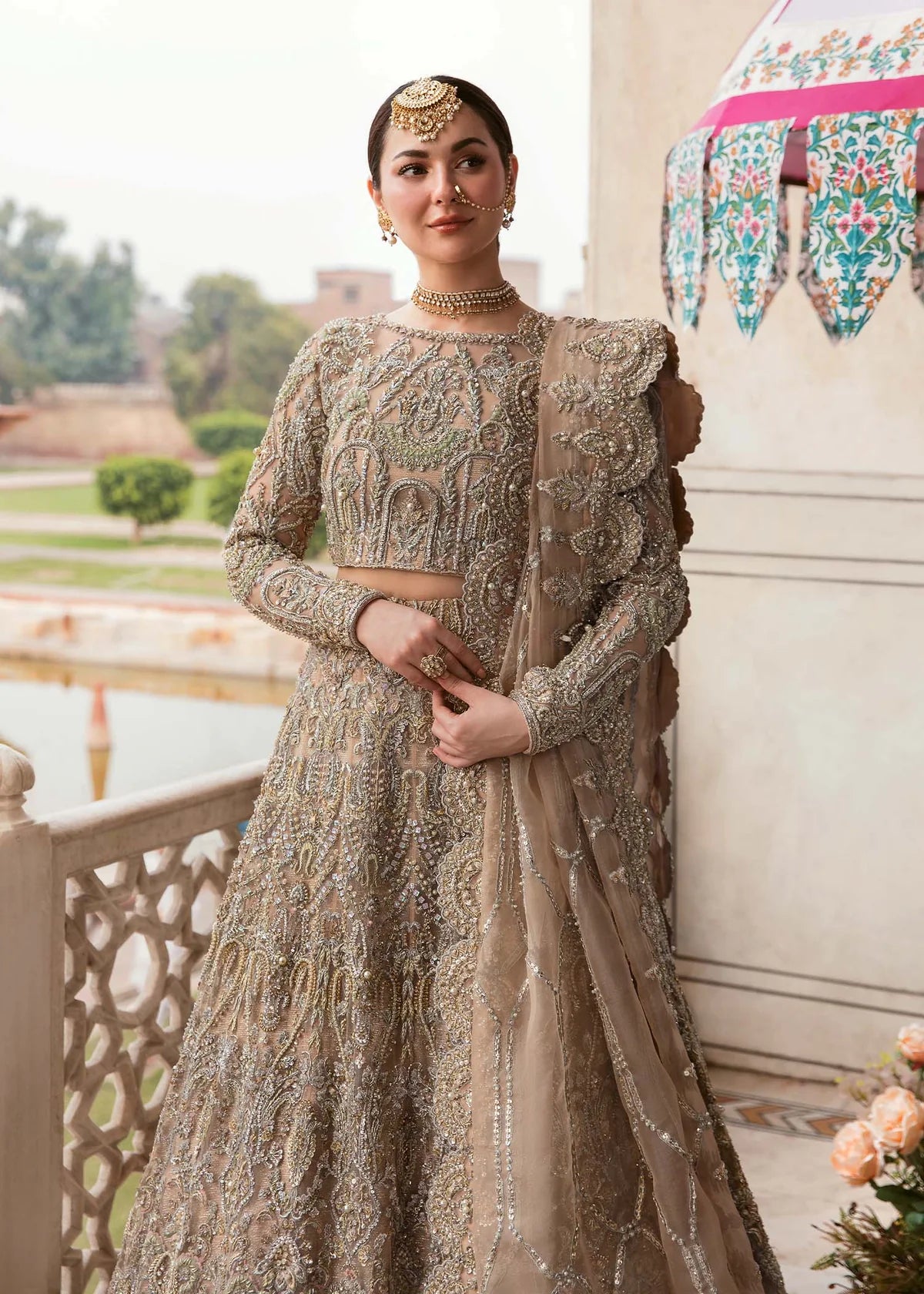 Zaina Peach Bridal Lehenga – Luxury Embellished Wedding Dress