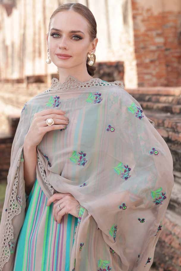 Charizma Lawn Three piece with Embroidered Dopatta