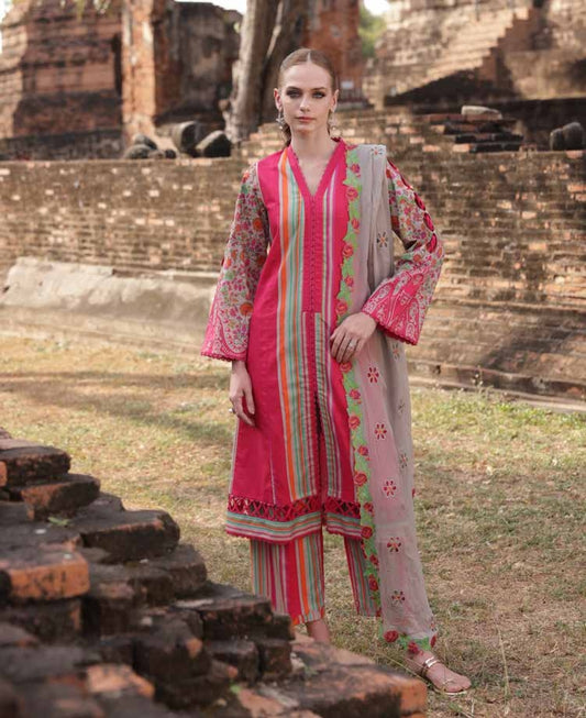 Charizma Lawn Three piece with Embroidered Dopatta