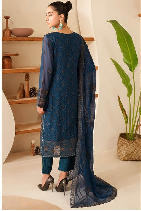 Elegant Embroidered Chiffon Suit with Sequins ( EC124 )