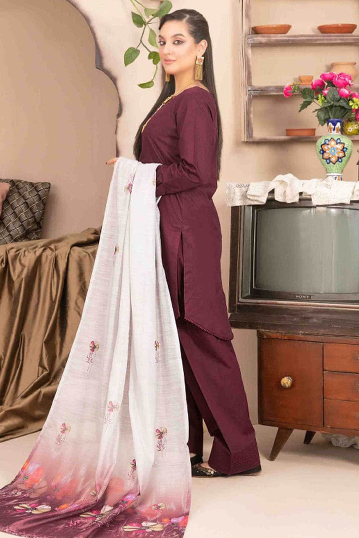 Tawakkal Fabric Printed Lawn Farshi shalwar -Stitched