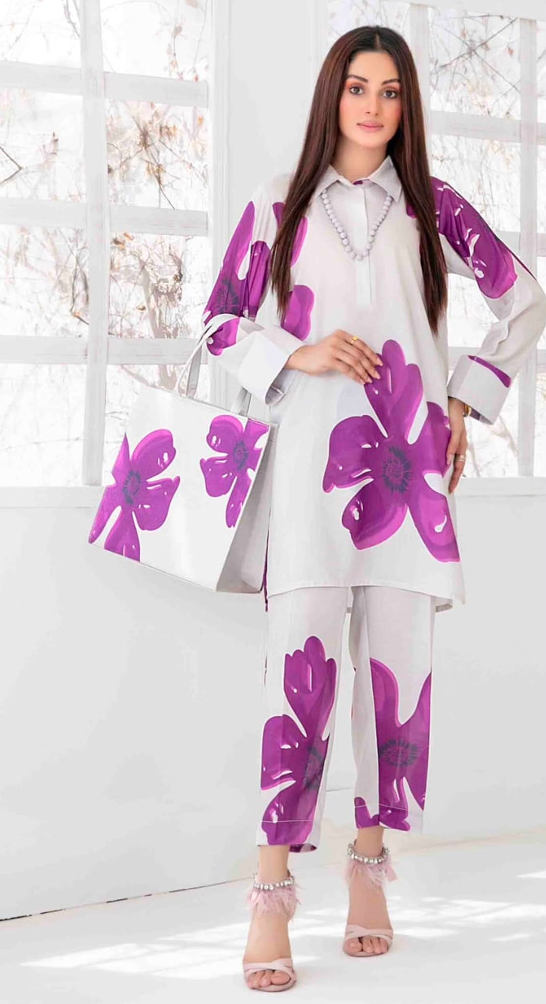 Purple Bloom Printed Lawn Dress