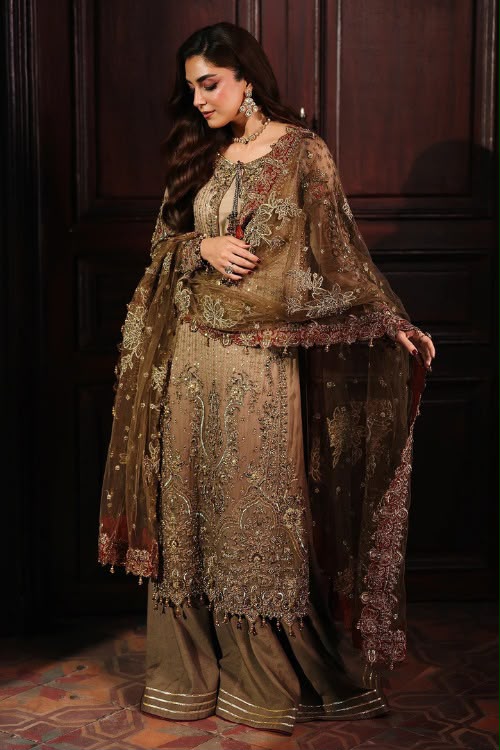 Chiffon Suit with Adda Work, Raw Silk Trouser & Net Dupatta