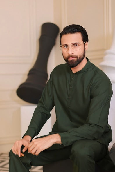 Men’s Dark Green Pakistani Kurta Shalwar Suit