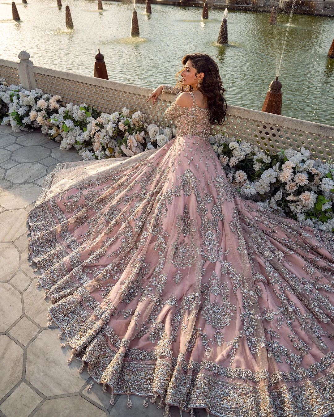 Eastern Clozet | Aysana — Bridal Gown with Jamawar Lehnga