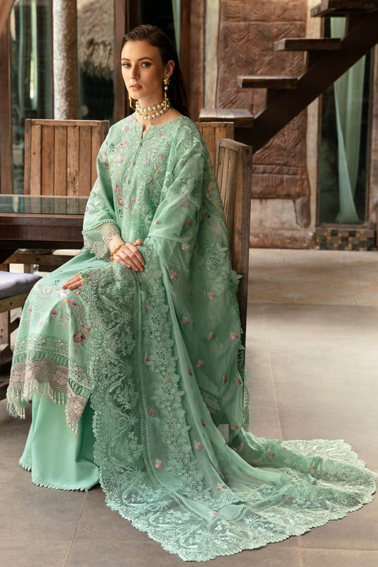Imrozia Fancy Embroidered Lawn 3 Piece Suit – Mint Green