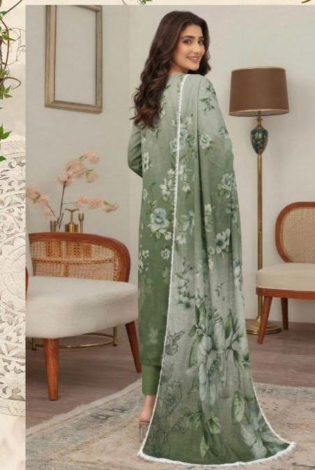 Embroidered Lawn Suit with Chiffon Dupatta – Style 8