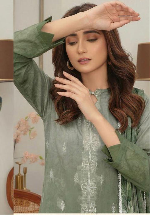 Embroidered Lawn Suit with Chiffon Dupatta