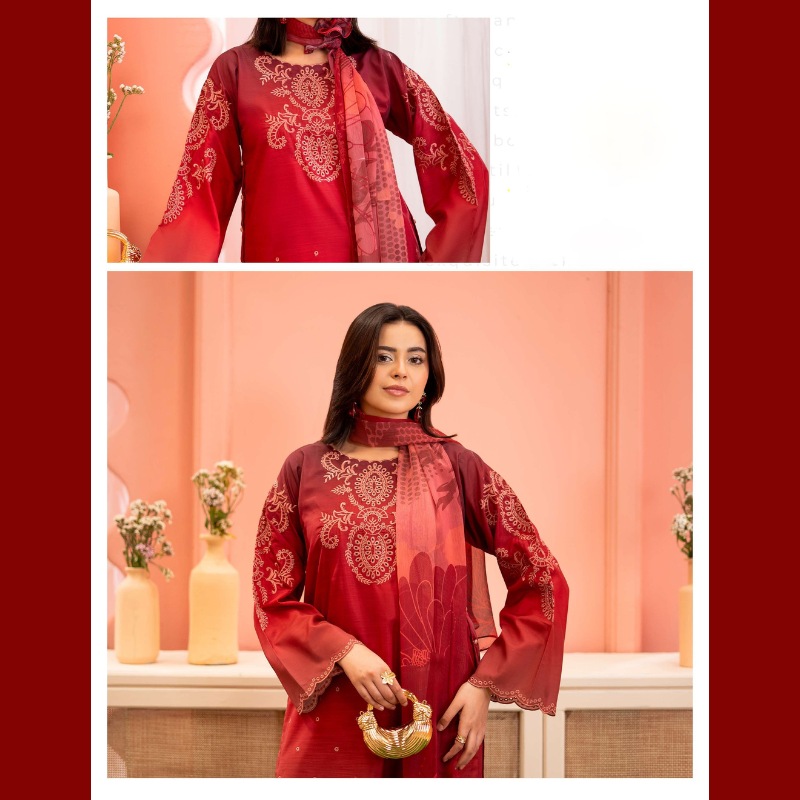 Embroidered Chiffon 3-Piece Suit – Elegant Festive Wear