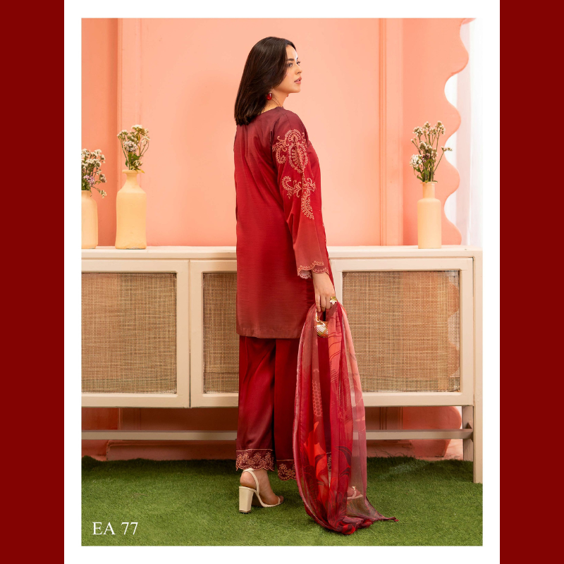 Embroidered Chiffon 3-Piece Suit – Elegant Festive Wear