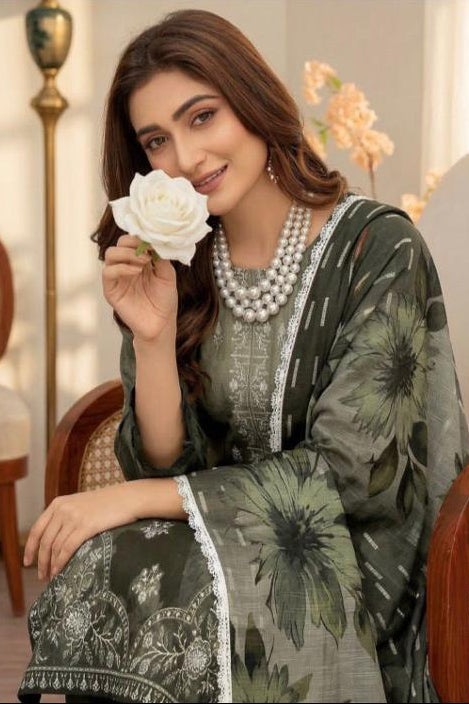 Embroidered Lawn Suit with Chiffon Dupatta